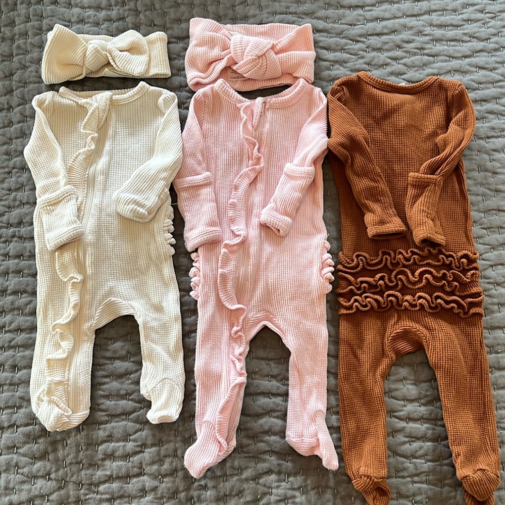 Spearmint Love Organic Waffle knit zippy bundle